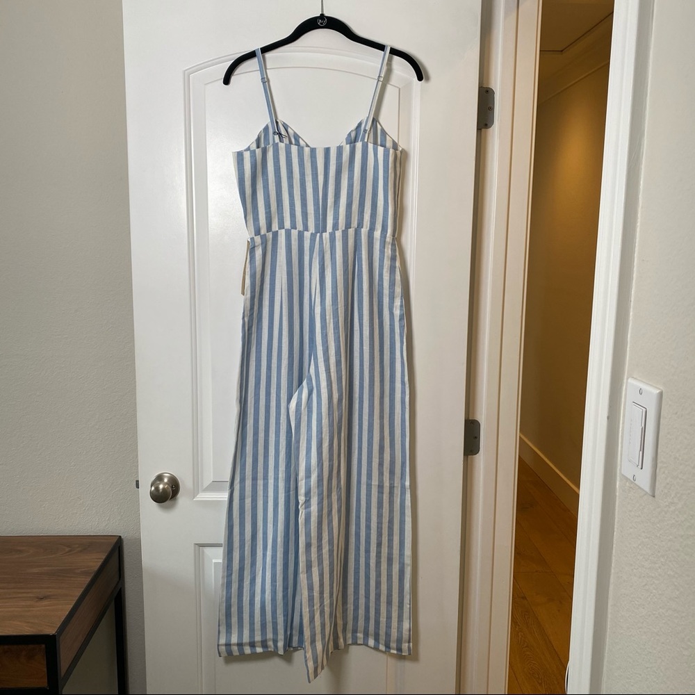 Reformation Blue and White Striped Linen Jumpsuit - Picture 5 of 10